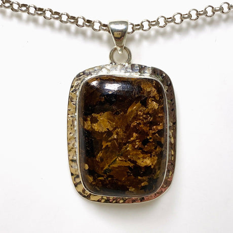 Bronzite Rectangular Pendant in a Hammered Setting KPGJ4438 - Nature's Magick