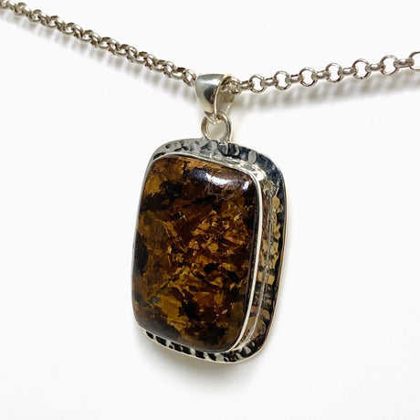 Bronzite Rectangular Pendant in a Hammered Setting KPGJ4438 - Nature's Magick