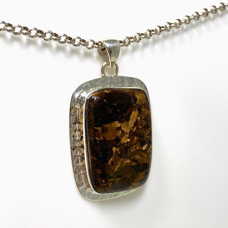 Bronzite Rectangular Pendant in a Hammered Setting KPGJ4438 - Nature's Magick