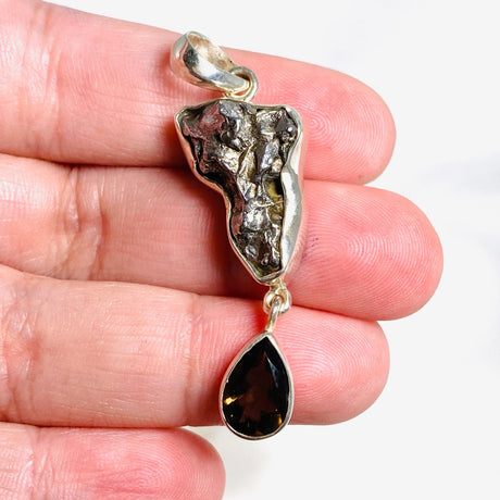 Campo Del Cielo Meteorite and Smokey Quartz Pendant PPGJ638 - Nature's Magick