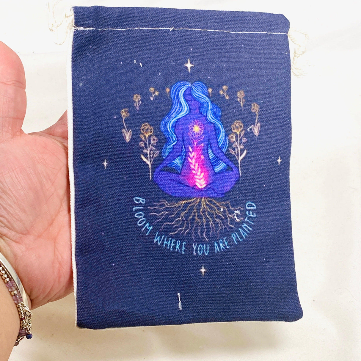 Canvas Drawstring Bag for Tarot Cards - Women Bloom - Nature's Magick