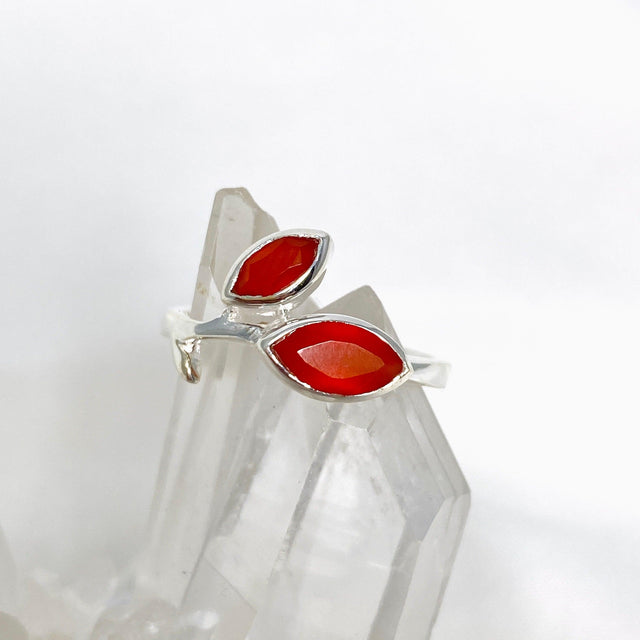 Carnelian Faceted Marquise Multistone Leaf Ring R3735 - Nature's Magick