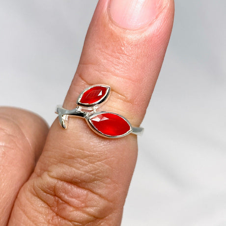 Carnelian Faceted Marquise Multistone Leaf Ring R3735 - Nature's Magick