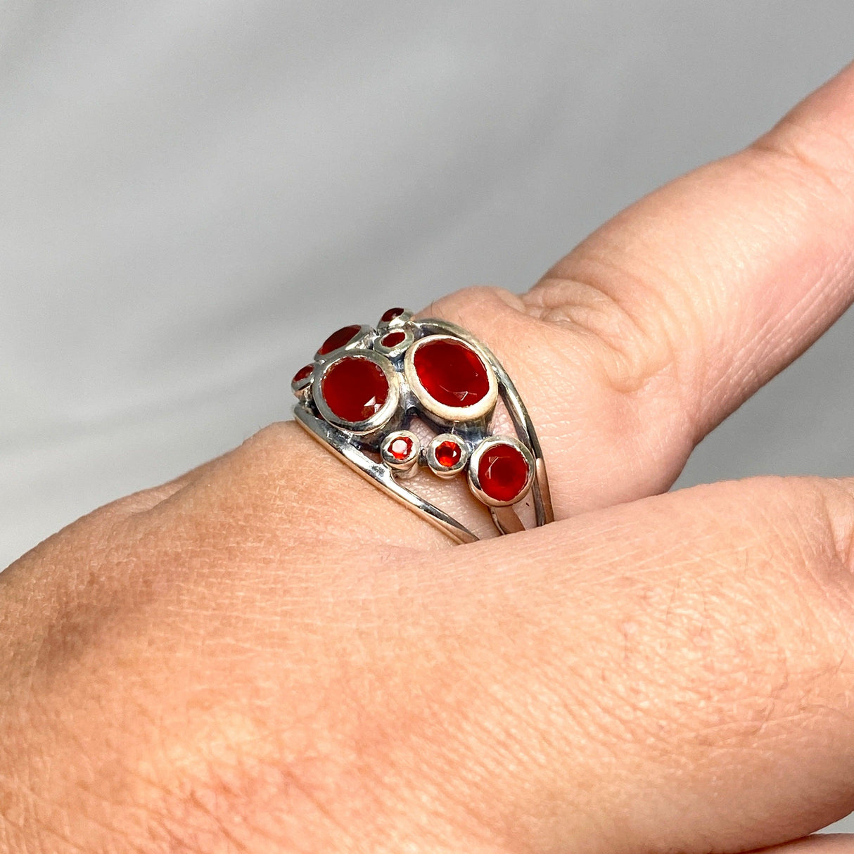 Carnelian Faceted Multistone Gemstone Ring in a Decorative Setting R3787 - Nature's Magick