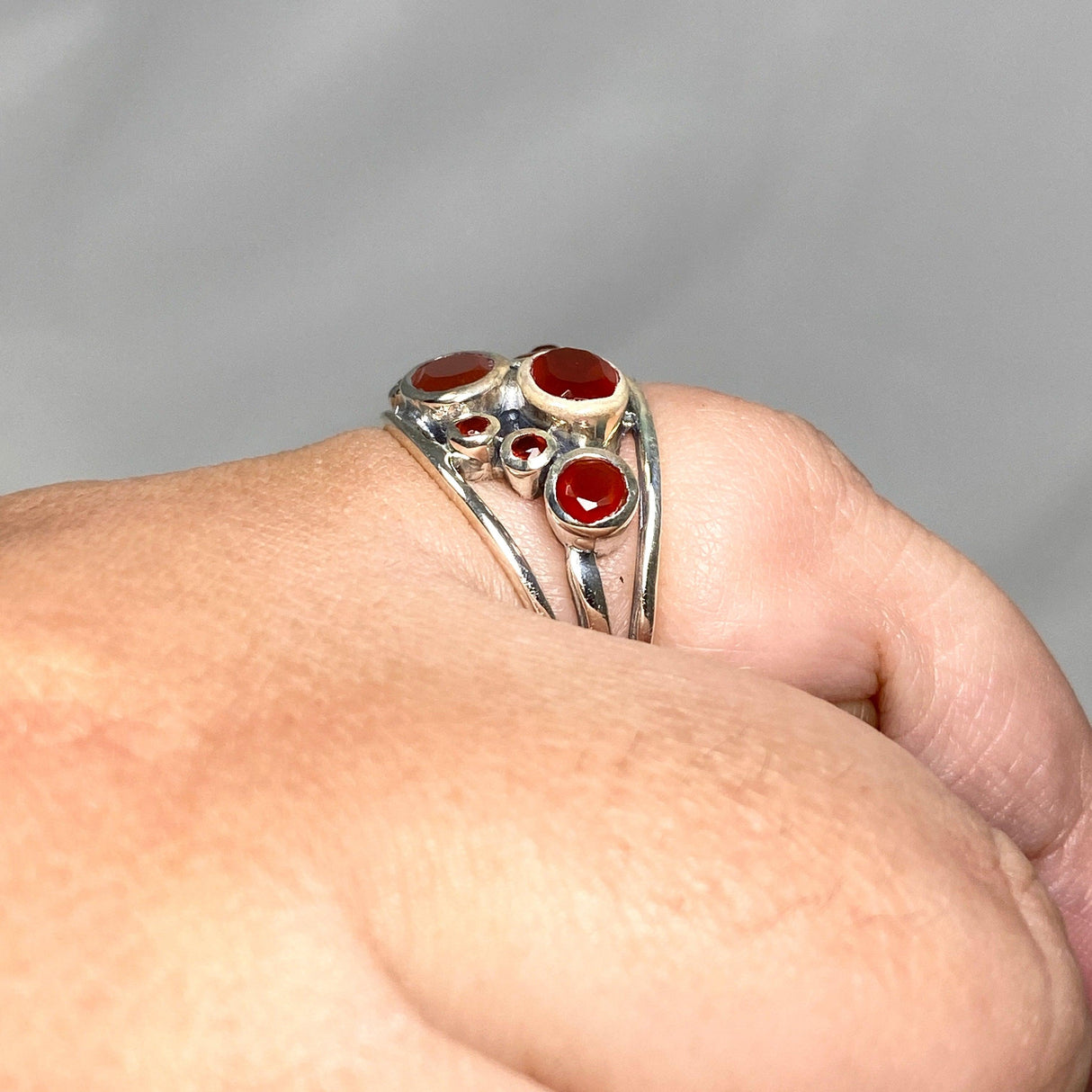 Carnelian Faceted Multistone Gemstone Ring in a Decorative Setting R3787 - Nature's Magick