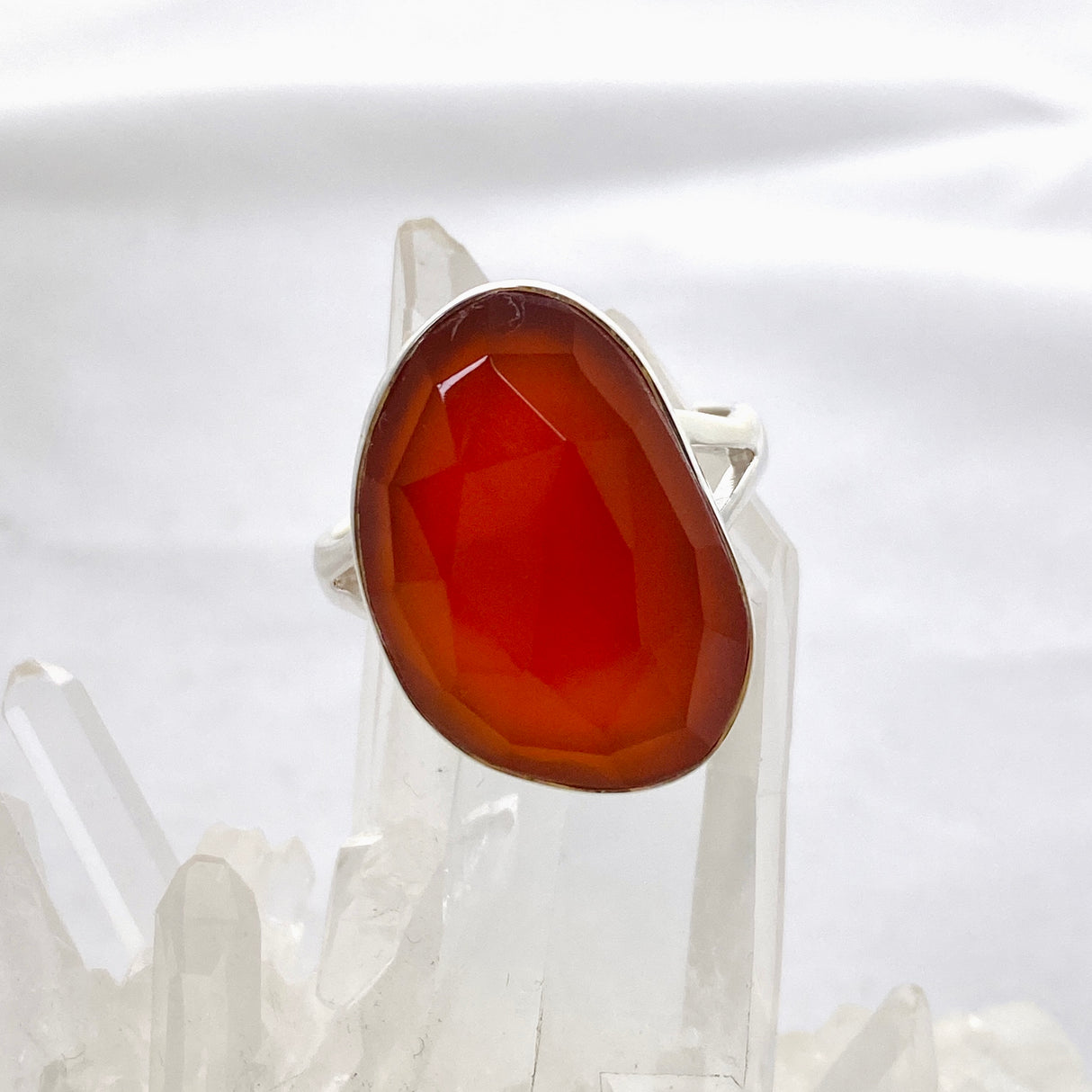 Carnelian Freeform Faceted Ring Size 11 KRGJ3340