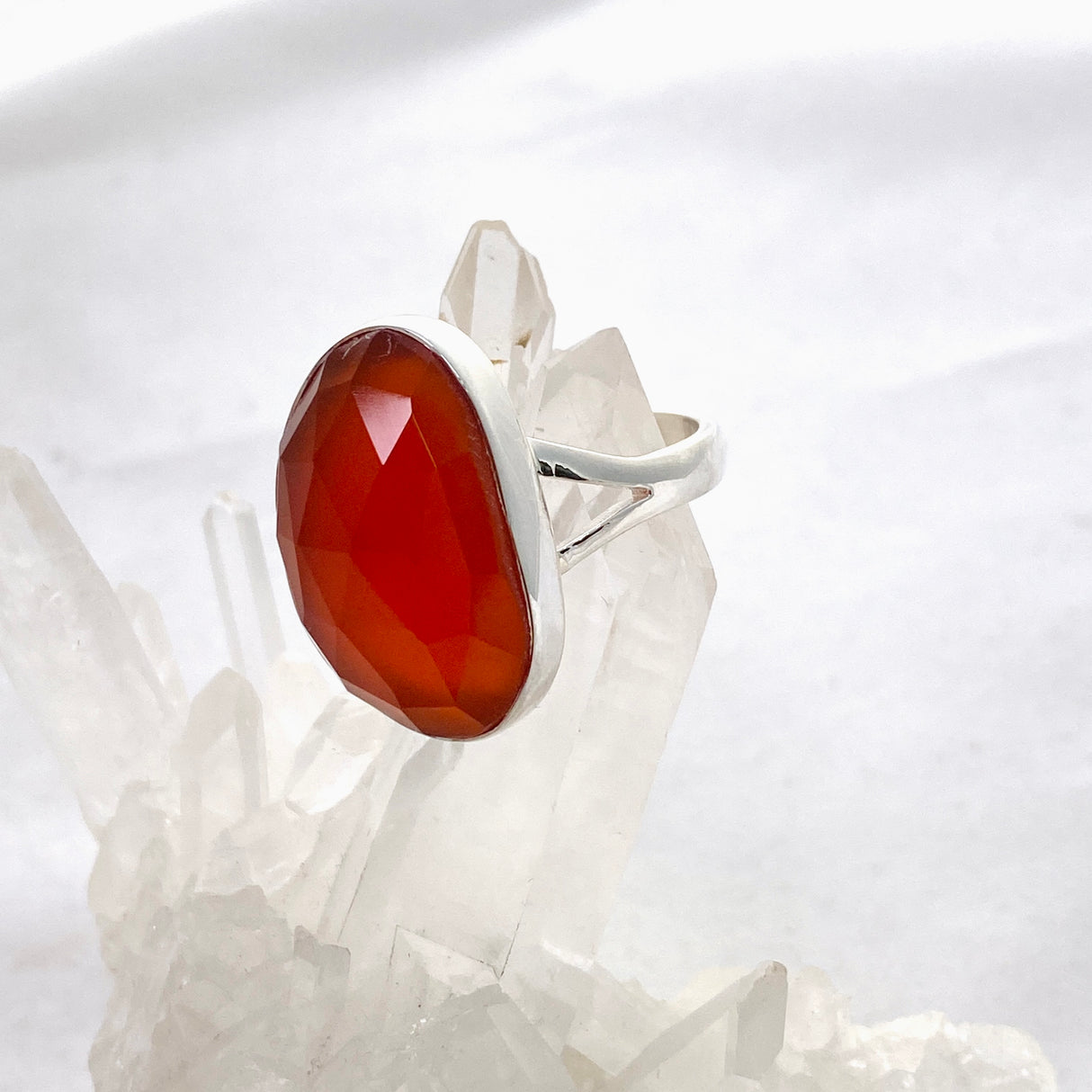 Carnelian Freeform Faceted Ring Size 11 KRGJ3340