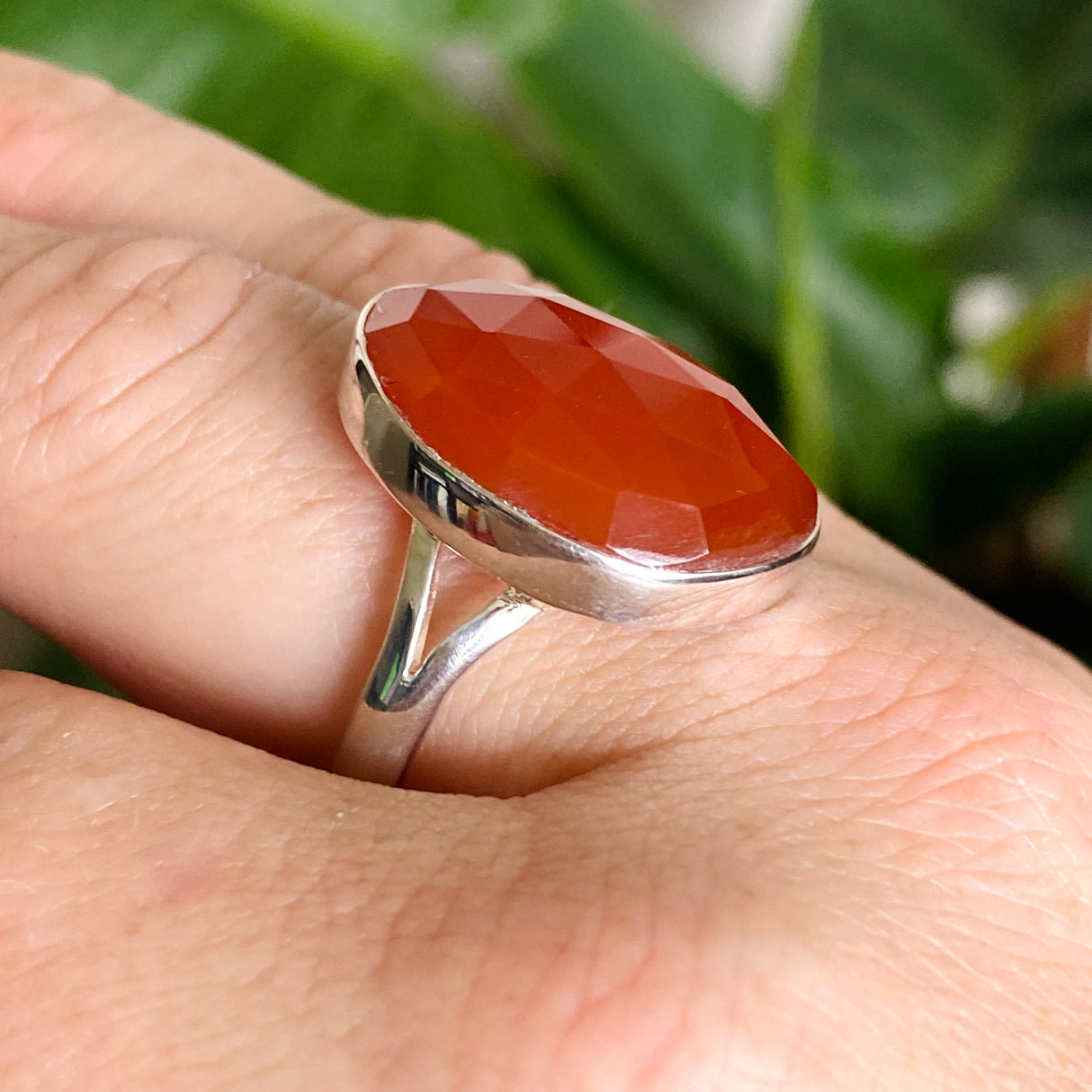 Carnelian Freeform Faceted Ring Size 11 KRGJ3340