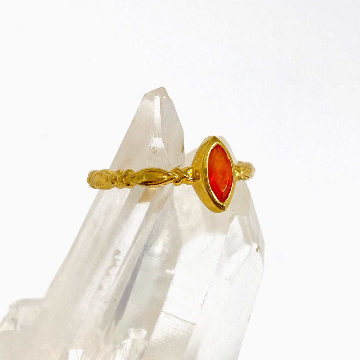 Carnelian Marquise Faceted 2.5 micron Gold Plated Decorative Ring Size 6.5 PRGJ998