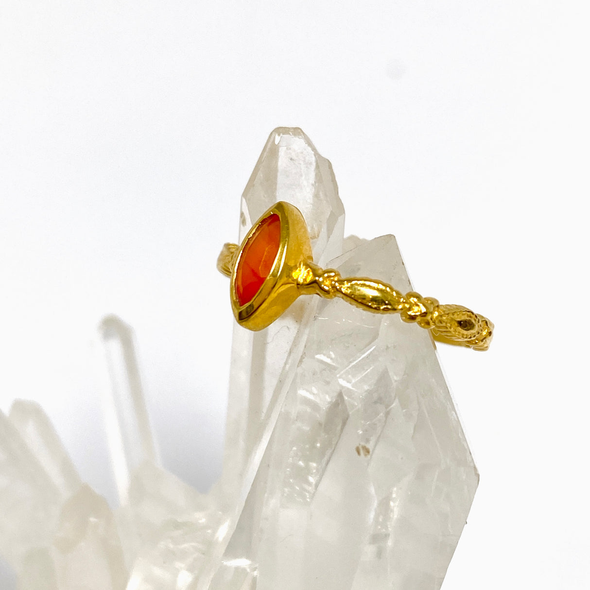 Carnelian Marquise Faceted 2.5 micron Gold Plated Decorative Ring Size 6.5 PRGJ998