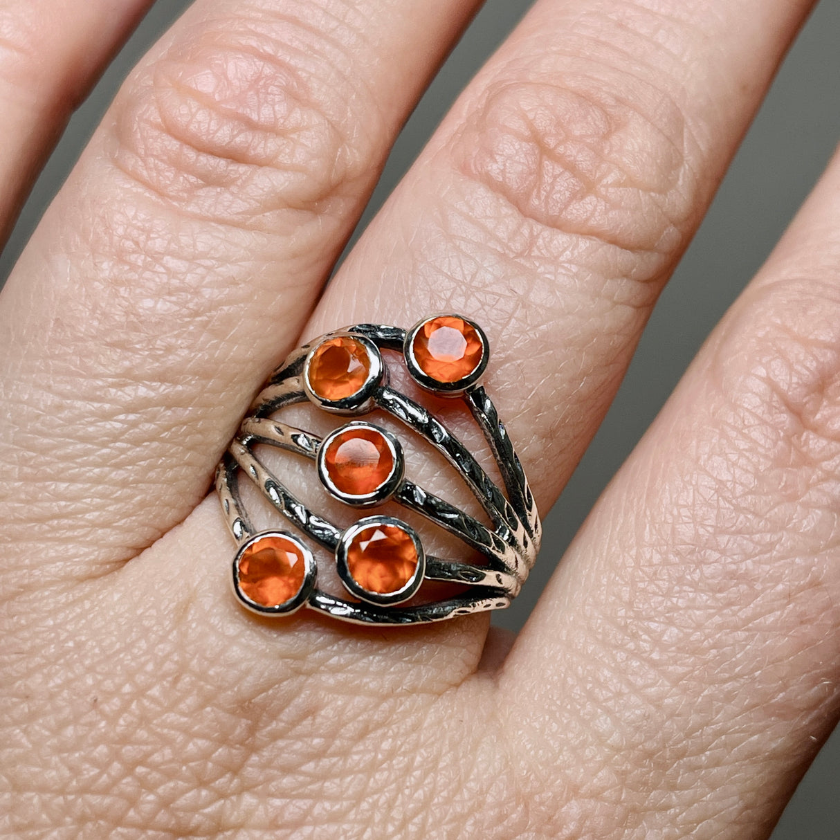 Carnelian Multi-stone Faceted Gemstone Ring R3875