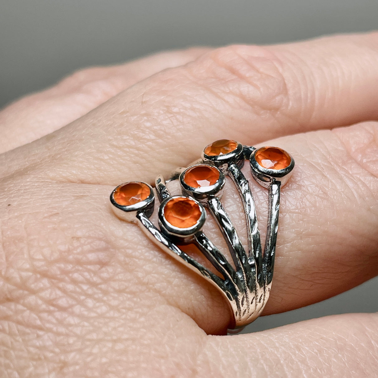 Carnelian Multi-stone Faceted Gemstone Ring R3875