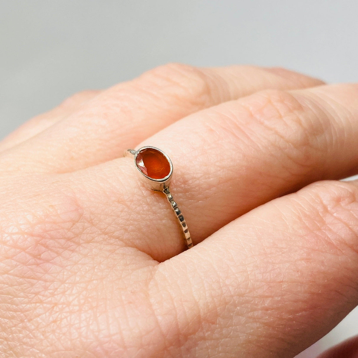 Carnelian Oval Faceted Fine Band Ring R3750-CA - Nature's Magick