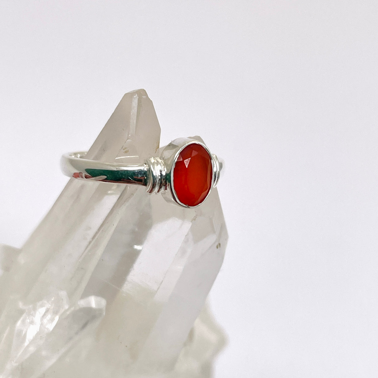 Carnelian Oval Faceted Stone in a Decorative Setting R4831