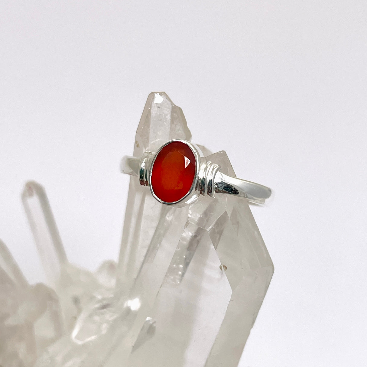 Carnelian Oval Faceted Stone in a Decorative Setting R4831