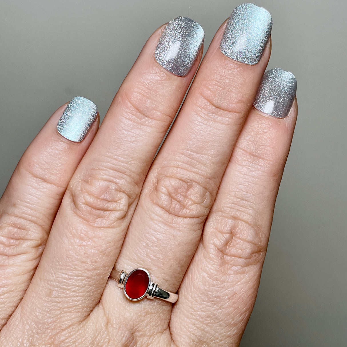 Carnelian Oval Faceted Stone in a Decorative Setting R4831