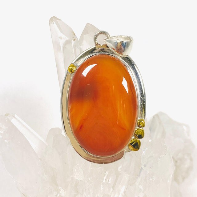 Carnelian oval pendant with gold detailing KPGJ3678 - Nature's Magick