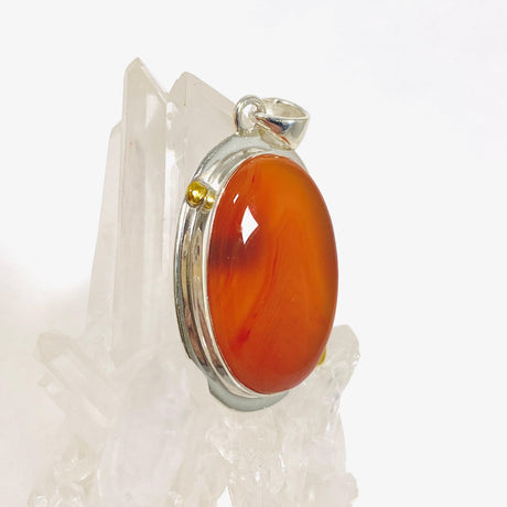 Carnelian oval pendant with gold detailing KPGJ3678 - Nature's Magick