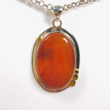 Carnelian oval pendant with gold detailing KPGJ3678 - Nature's Magick