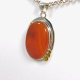 Carnelian oval pendant with gold detailing KPGJ3678 - Nature's Magick
