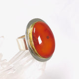 Carnelian oval ring with gold detailing s.7 KRGJ2864 - Nature's Magick