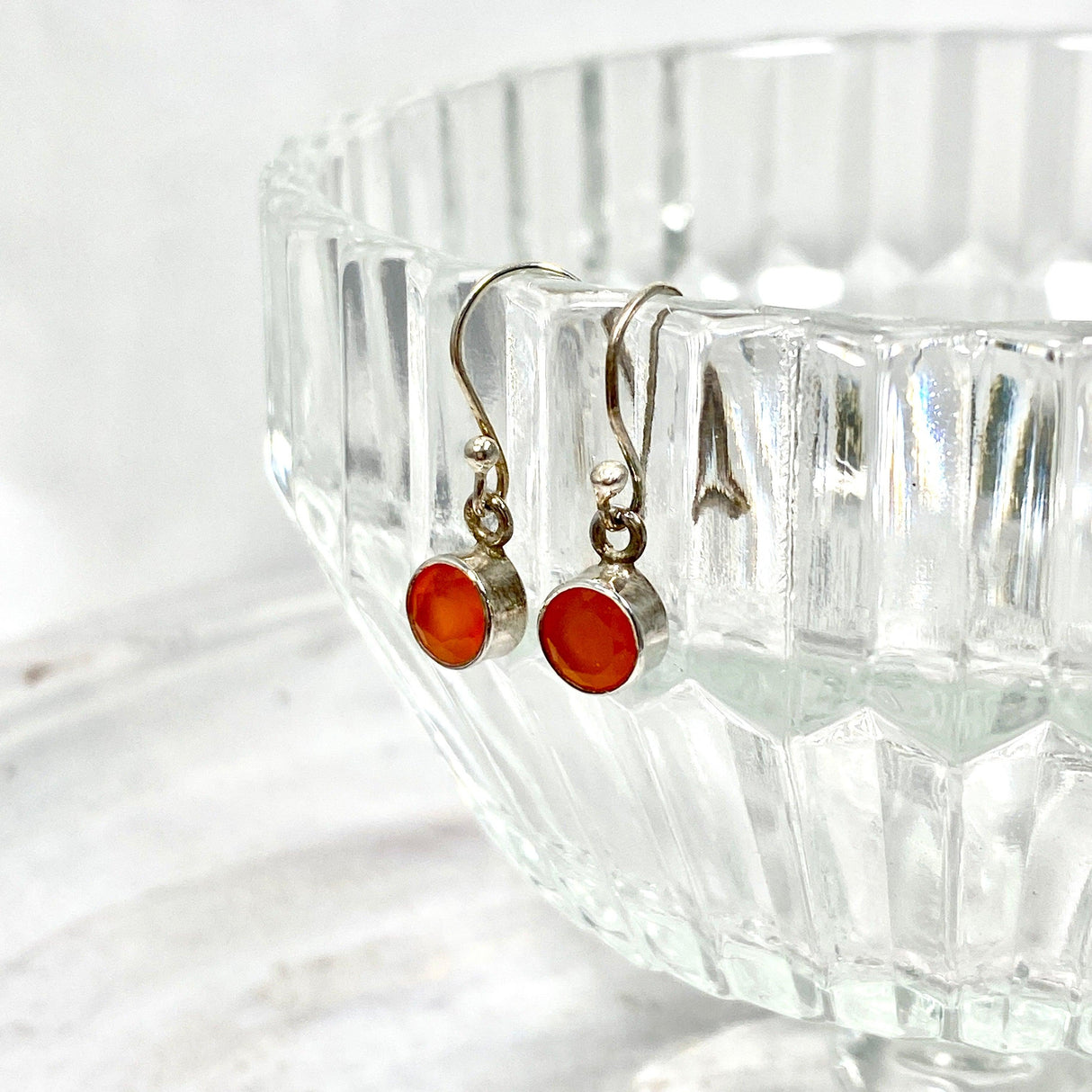 Carnelian petite circular faceted earrings R2363-CRC - Nature's Magick