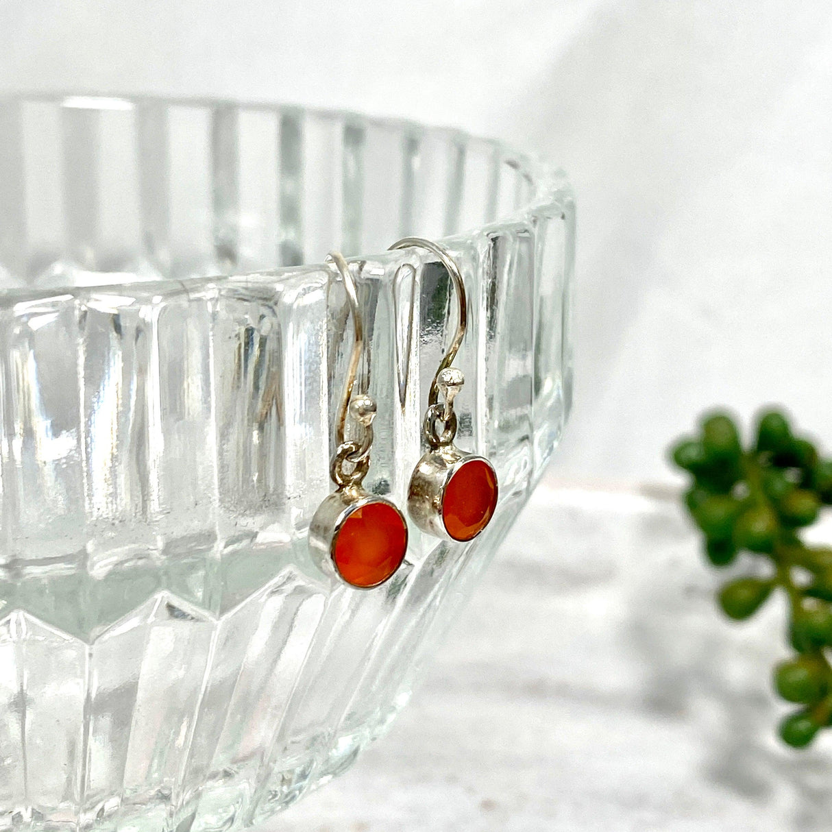 Carnelian petite circular faceted earrings R2363-CRC - Nature's Magick