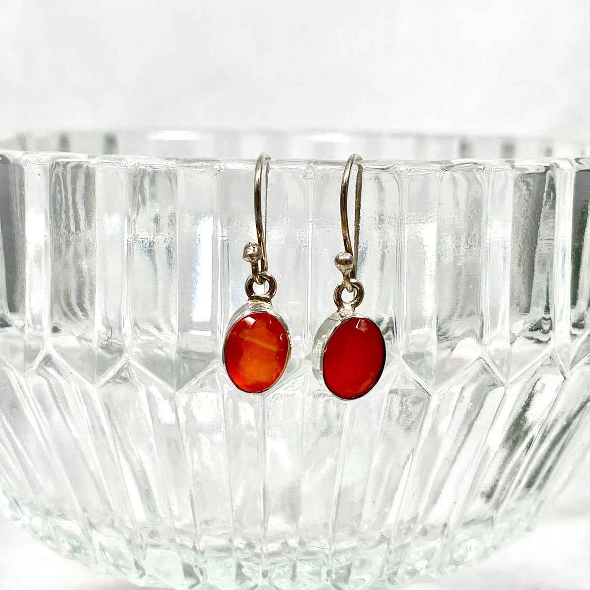 Carnelian petite oval faceted earrings R2363-CRO - Nature's Magick