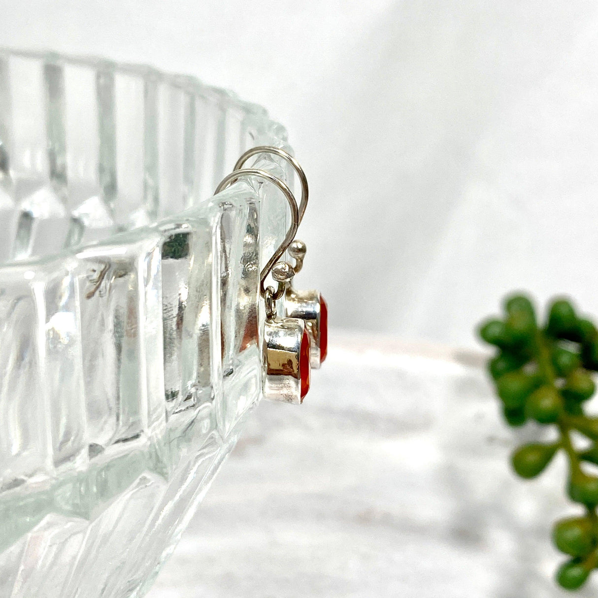 Carnelian petite oval faceted earrings R2363-CRO - Nature's Magick