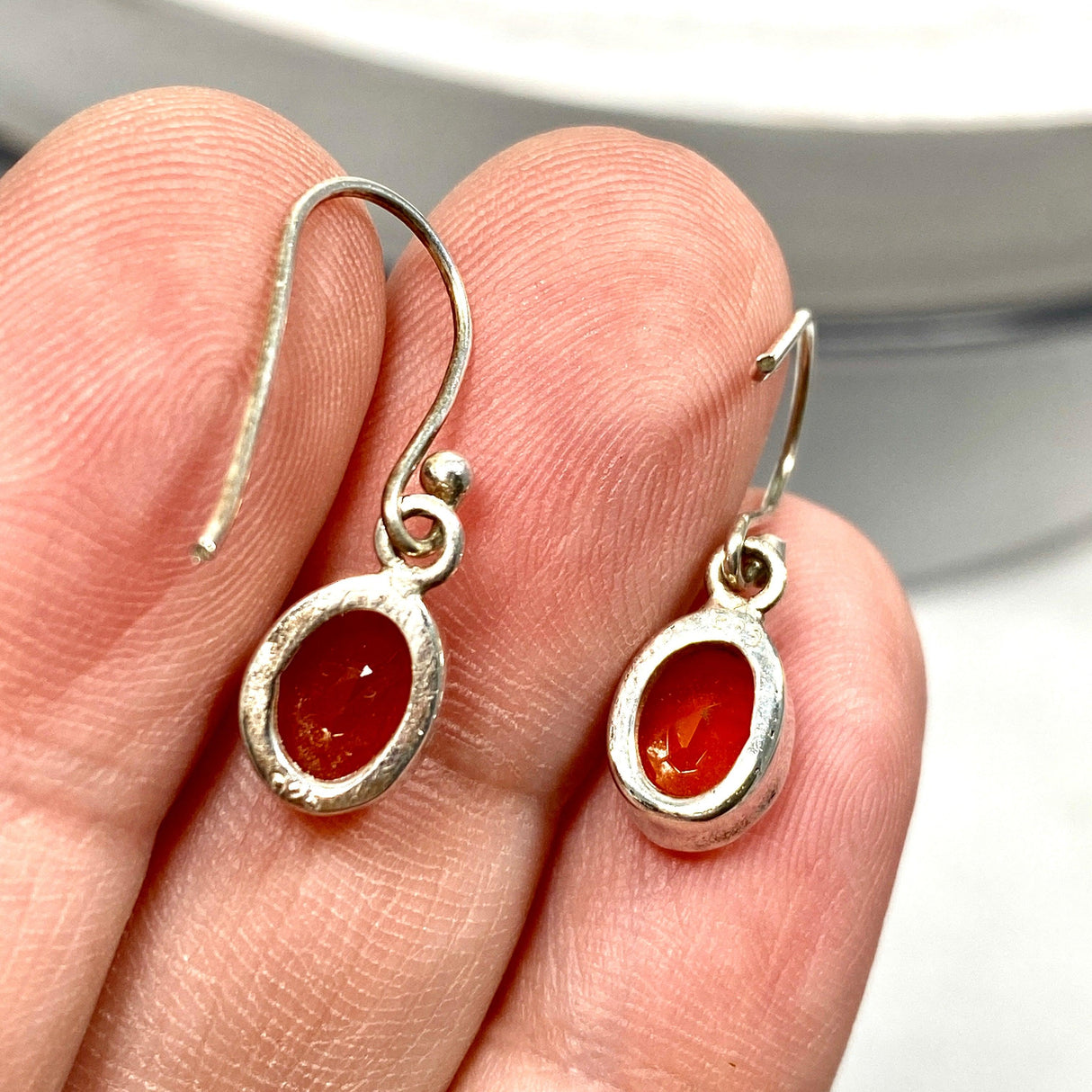 Carnelian petite oval faceted earrings R2363-CRO - Nature's Magick