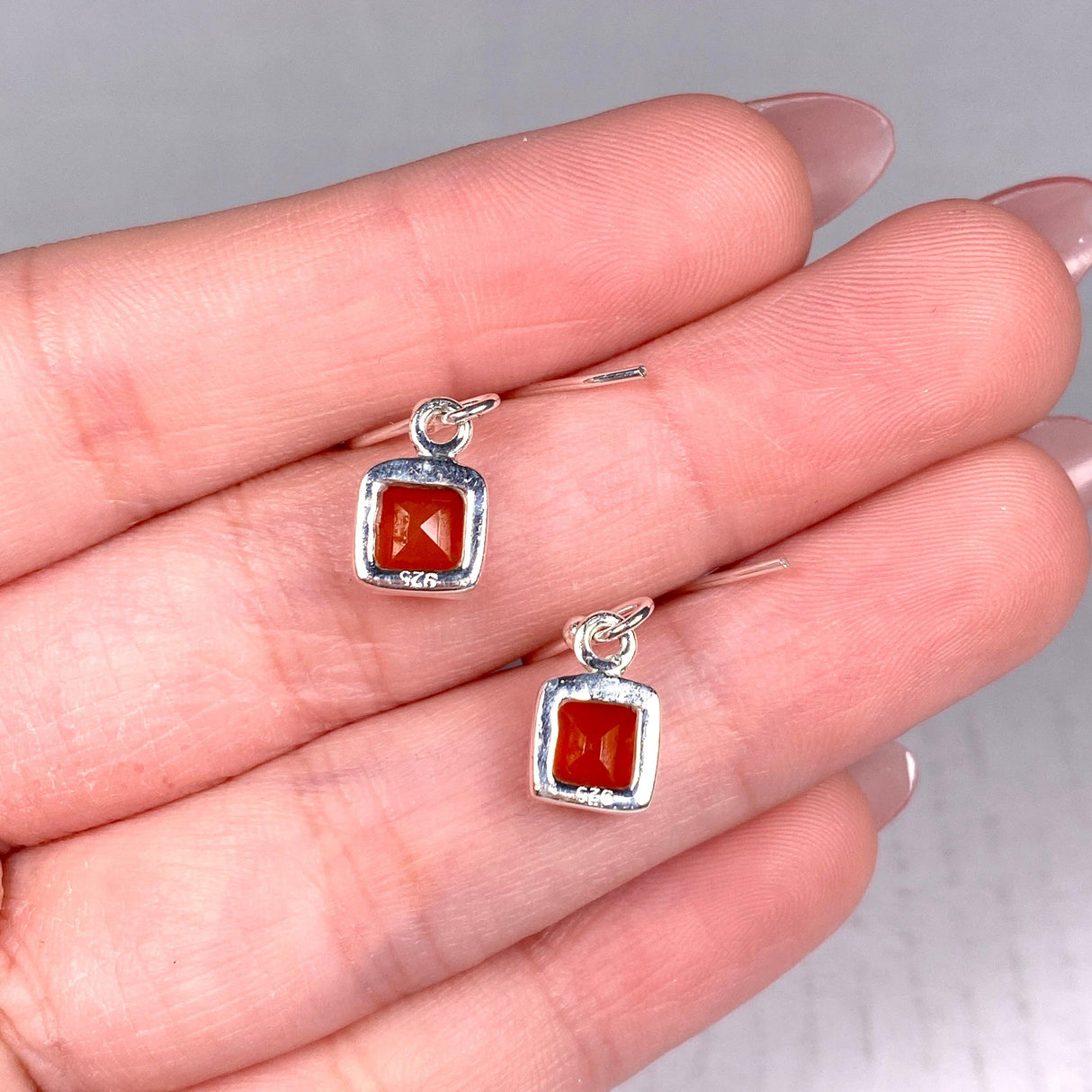 Carnelian petite square faceted earrings R2363-CRS - Nature's Magick