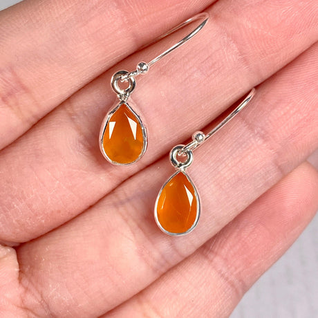 Carnelian petite teardrop faceted earrings R2363-CRD - Nature's Magick