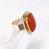 Carnelian rectangular ring with gold detailing s.9 KRGJ2866 - Nature's Magick