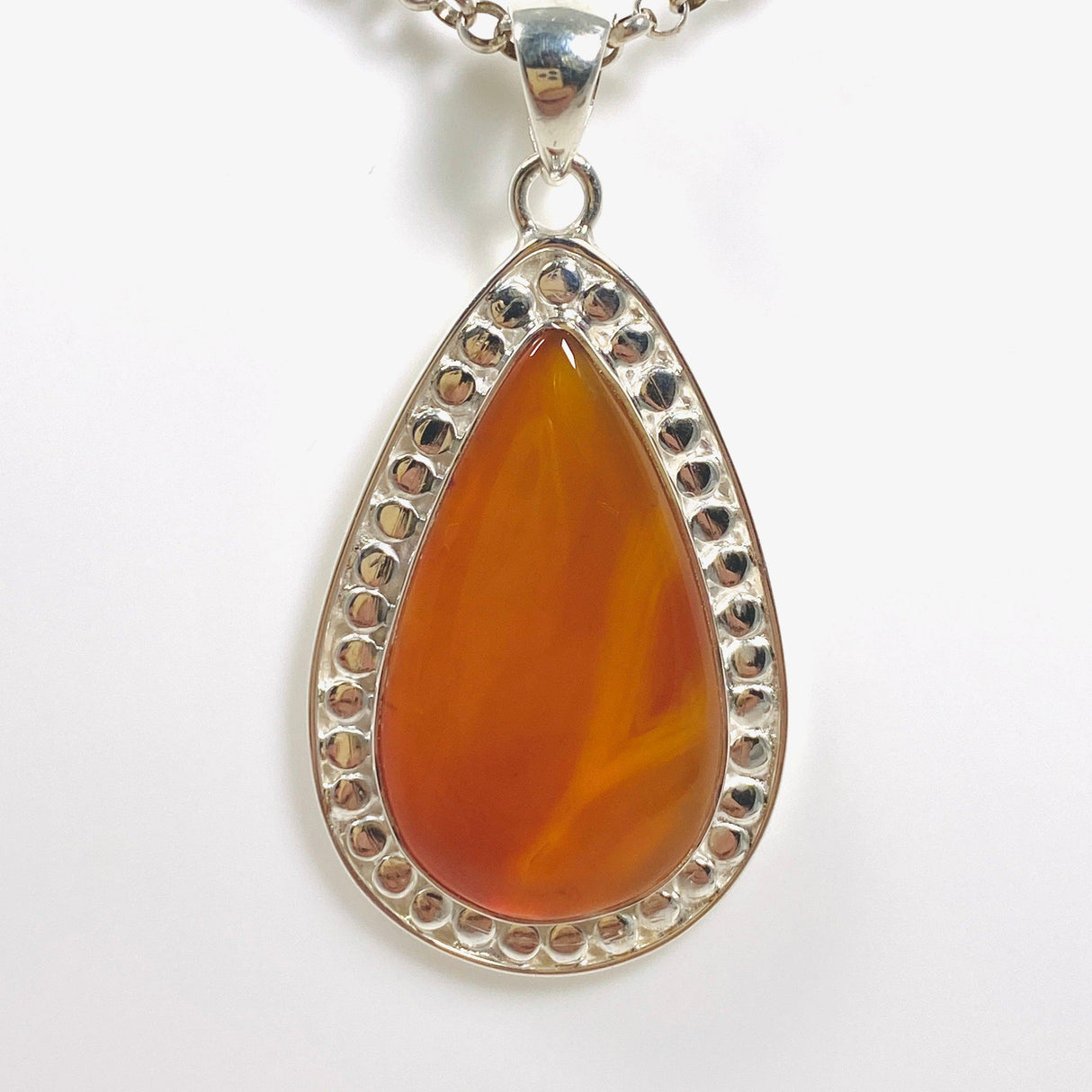 Carnelian silver detailed teardrop pendant KPGJ3674 - Nature's Magick