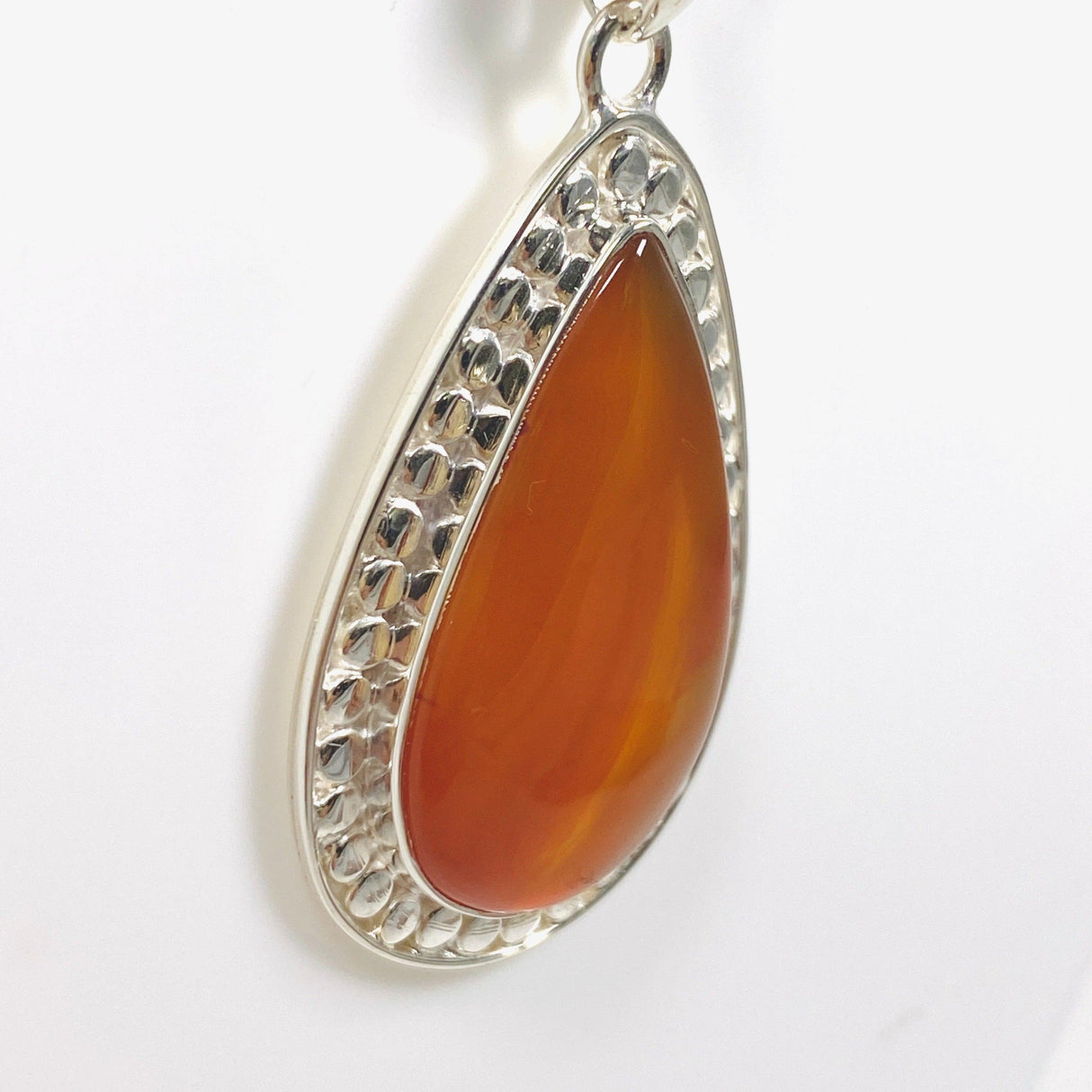 Carnelian silver detailed teardrop pendant KPGJ3674 - Nature's Magick