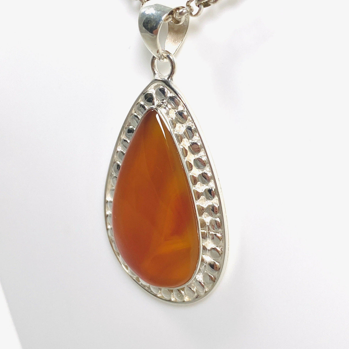 Carnelian silver detailed teardrop pendant KPGJ3674 - Nature's Magick