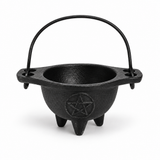 Cast iron cauldron with pentagram design, no lid, 7cm