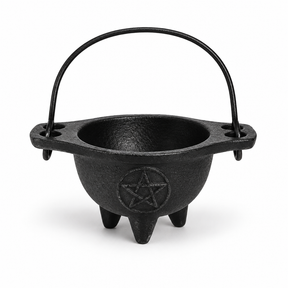 Cast iron cauldron with pentagram design, no lid, 7cm