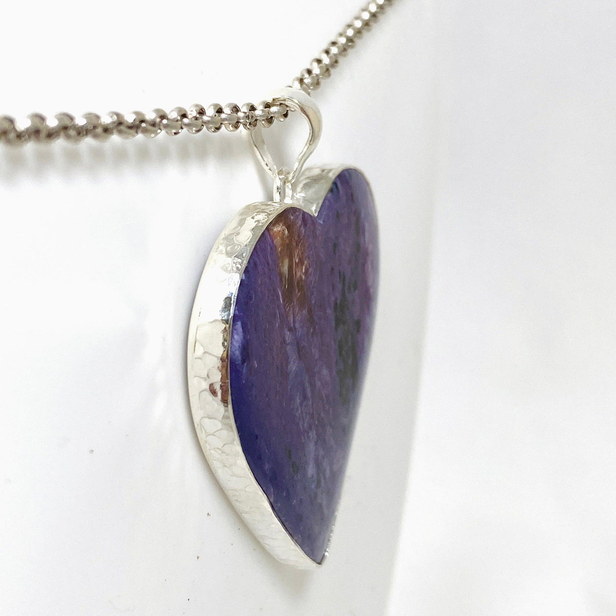 Charoite Heart Pendant in a Hammered Setting KPGJ4474 - Nature's Magick