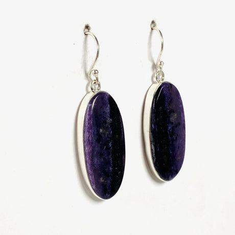 Purple Charoite oval earrings in sterling silver 