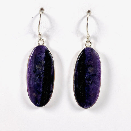 Purple Charoite oval earrings in sterling silver 