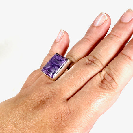 Charoite Rectangular Ring s.11 KRGJ3046 - Nature's Magick