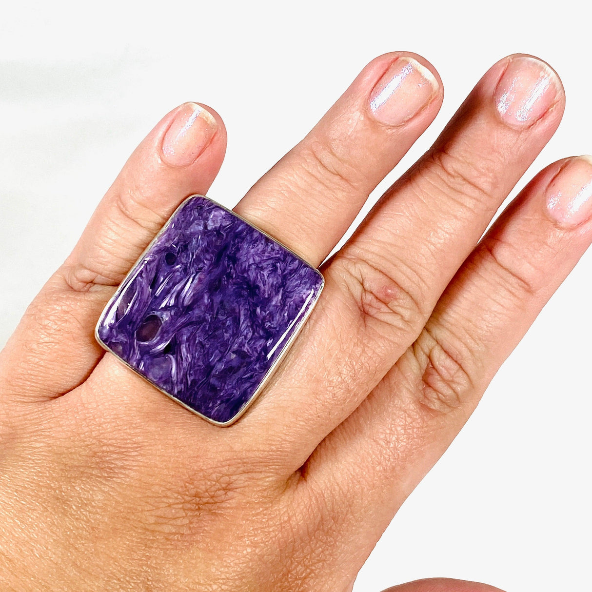 Charoite Square Ring s.10 KRGJ3055 - Nature's Magick