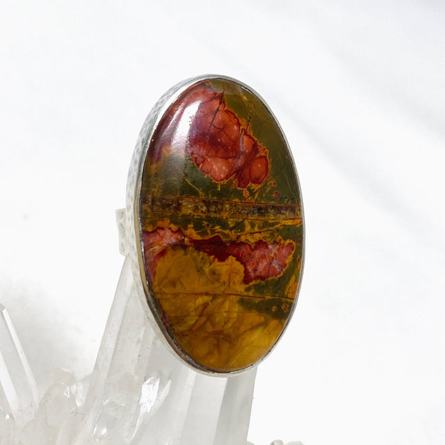 Cherry Creek Jasper Hammered band oval ring s.7 KRGJ1601 - Nature's Magick