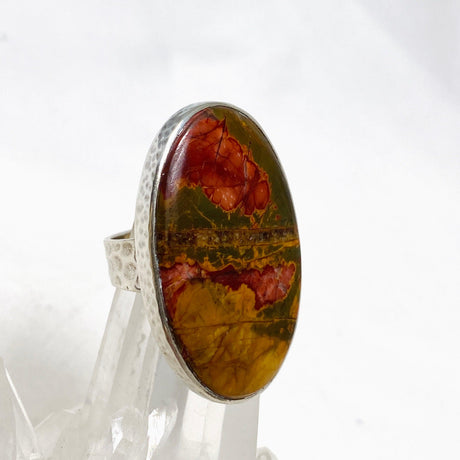 Cherry Creek Jasper Hammered band oval ring s.7 KRGJ1601 - Nature's Magick