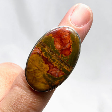 Cherry Creek Jasper Hammered band oval ring s.7 KRGJ1601 - Nature's Magick