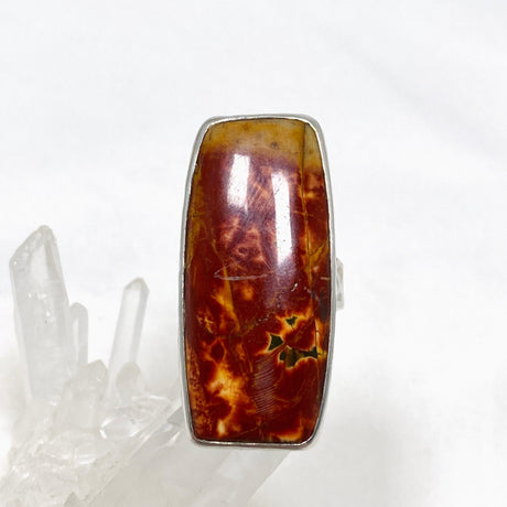 Cherry Creek Jasper Hammered band rectangular ring s.8 KRGJ1606 - Nature's Magick