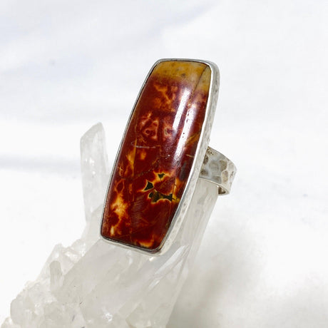 Cherry Creek Jasper Hammered band rectangular ring s.8 KRGJ1606 - Nature's Magick