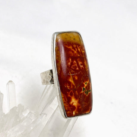 Cherry Creek Jasper Hammered band rectangular ring s.8 KRGJ1606 - Nature's Magick