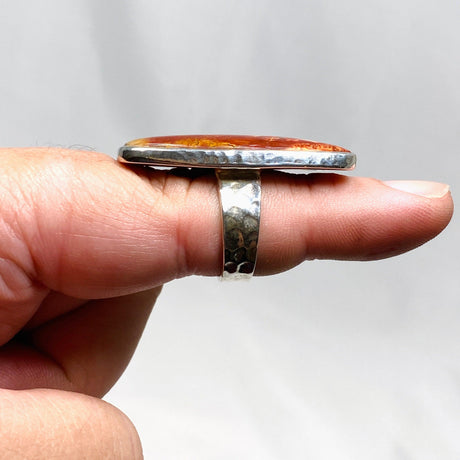 Cherry Creek Jasper Hammered band rectangular ring s.8 KRGJ1606 - Nature's Magick